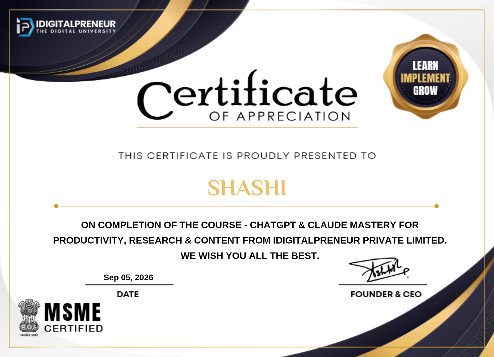 Award Certificate